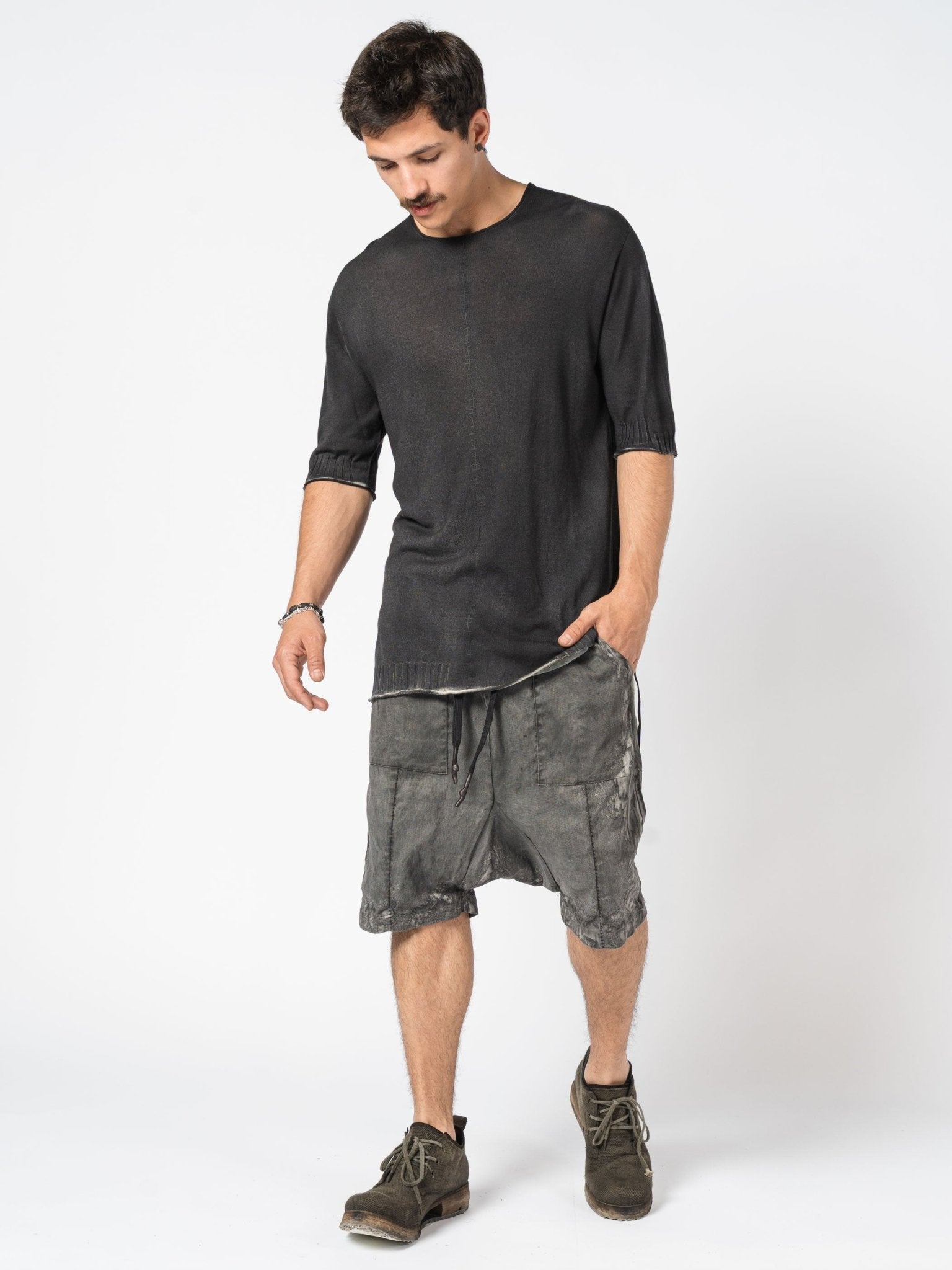 Textured Linen Blend Shorts - by MD75
