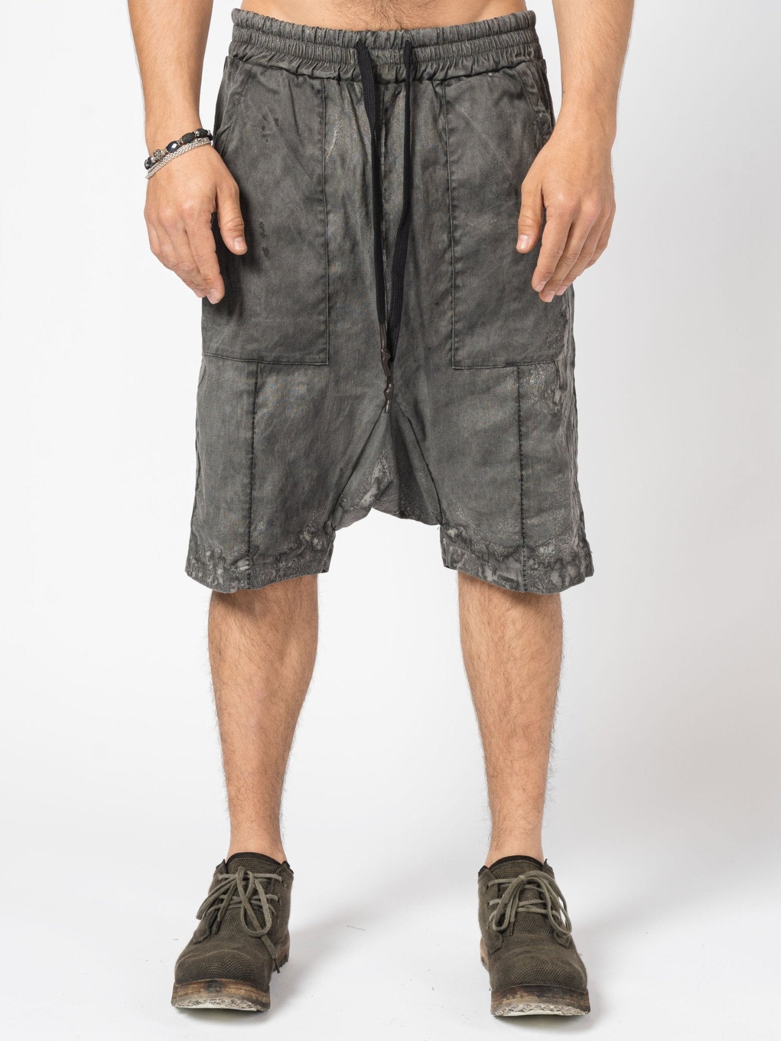 Textured Linen Blend Shorts - by MD75