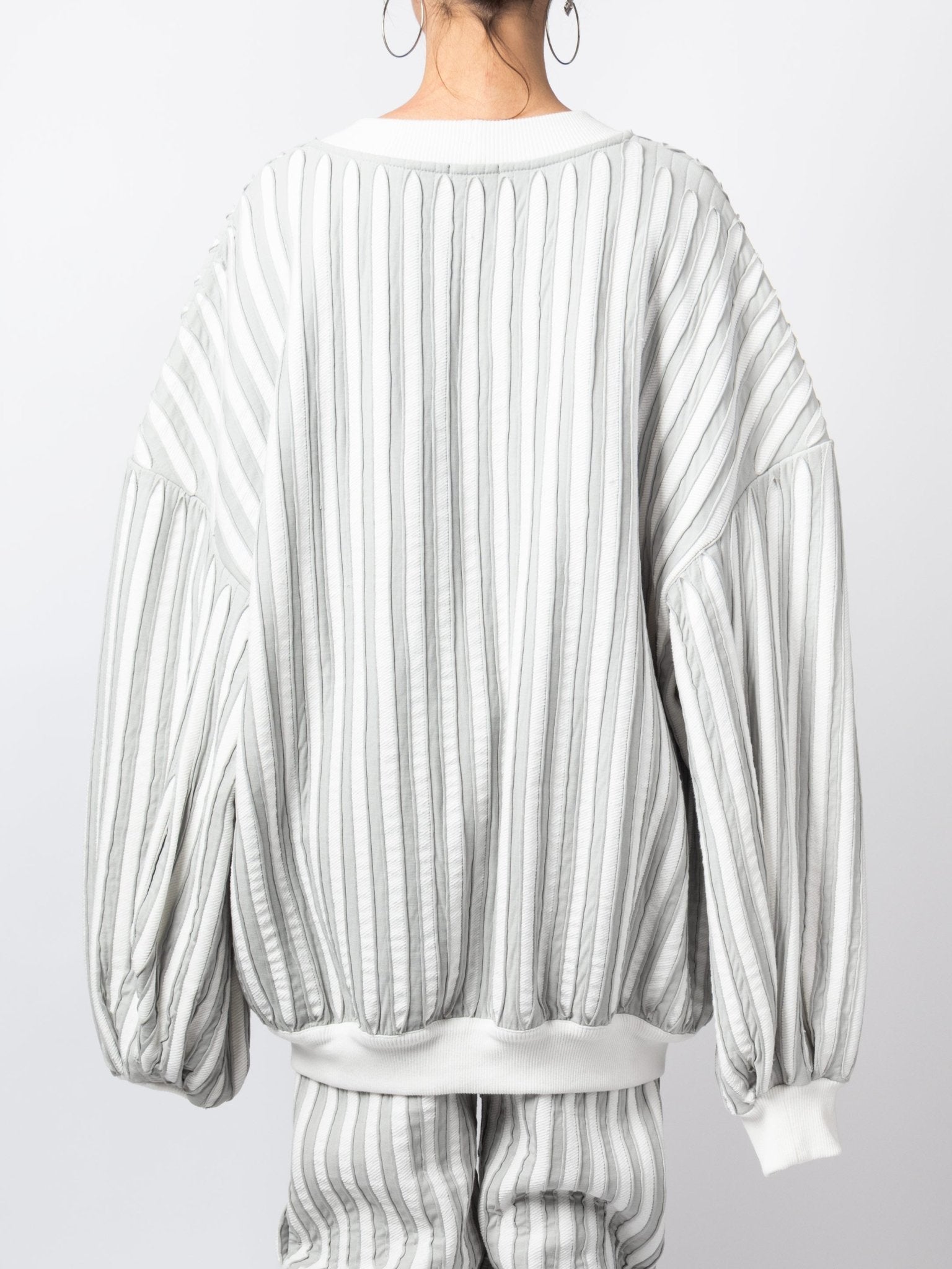Textured Pleated Oversized Sweatshirt - by VAGUE