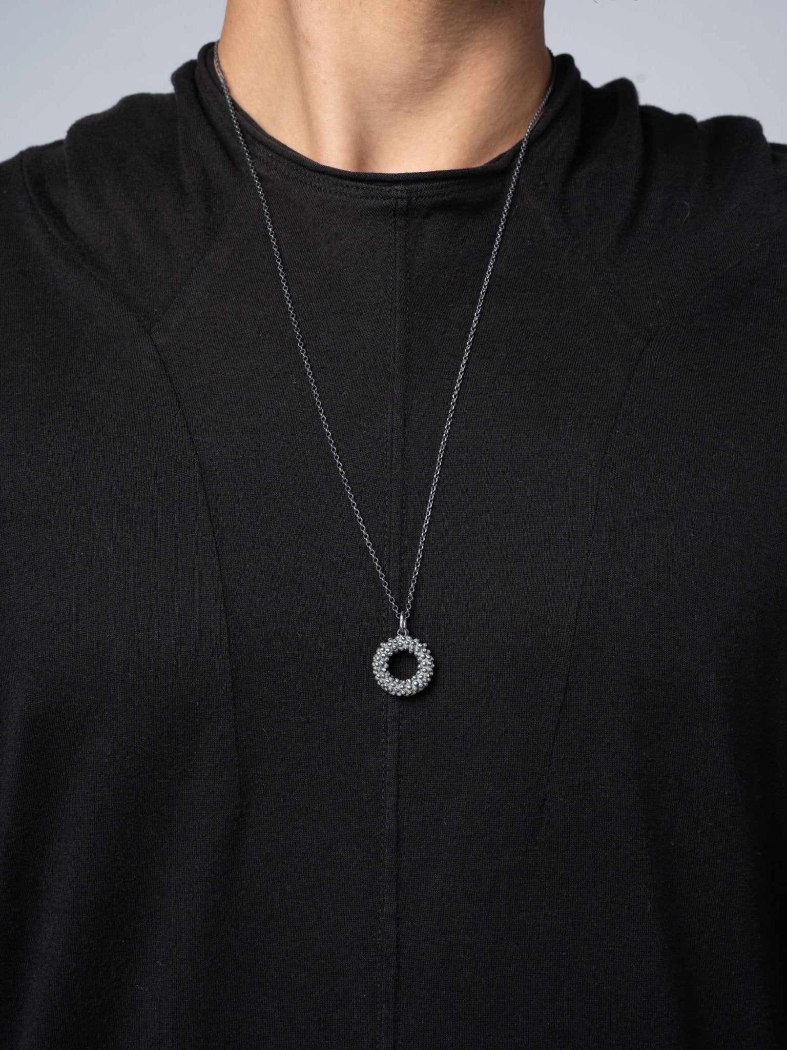 Textured Silver Pendant Necklace - by CEDAR