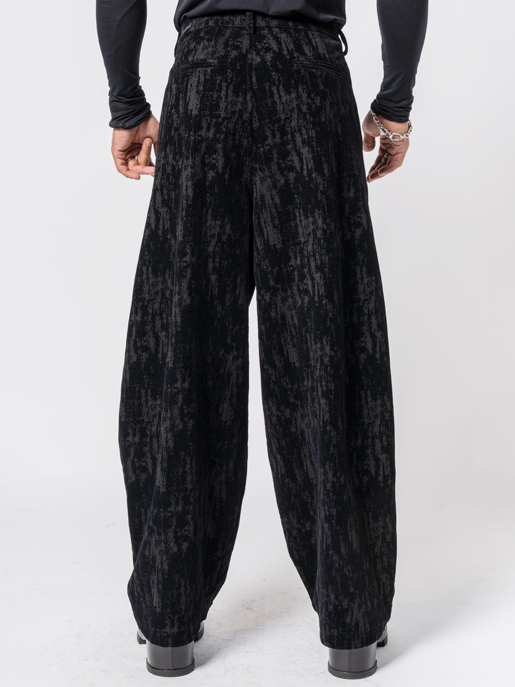 Textured Wide - Leg Trousers - by NOSTRA SANTISSIMA