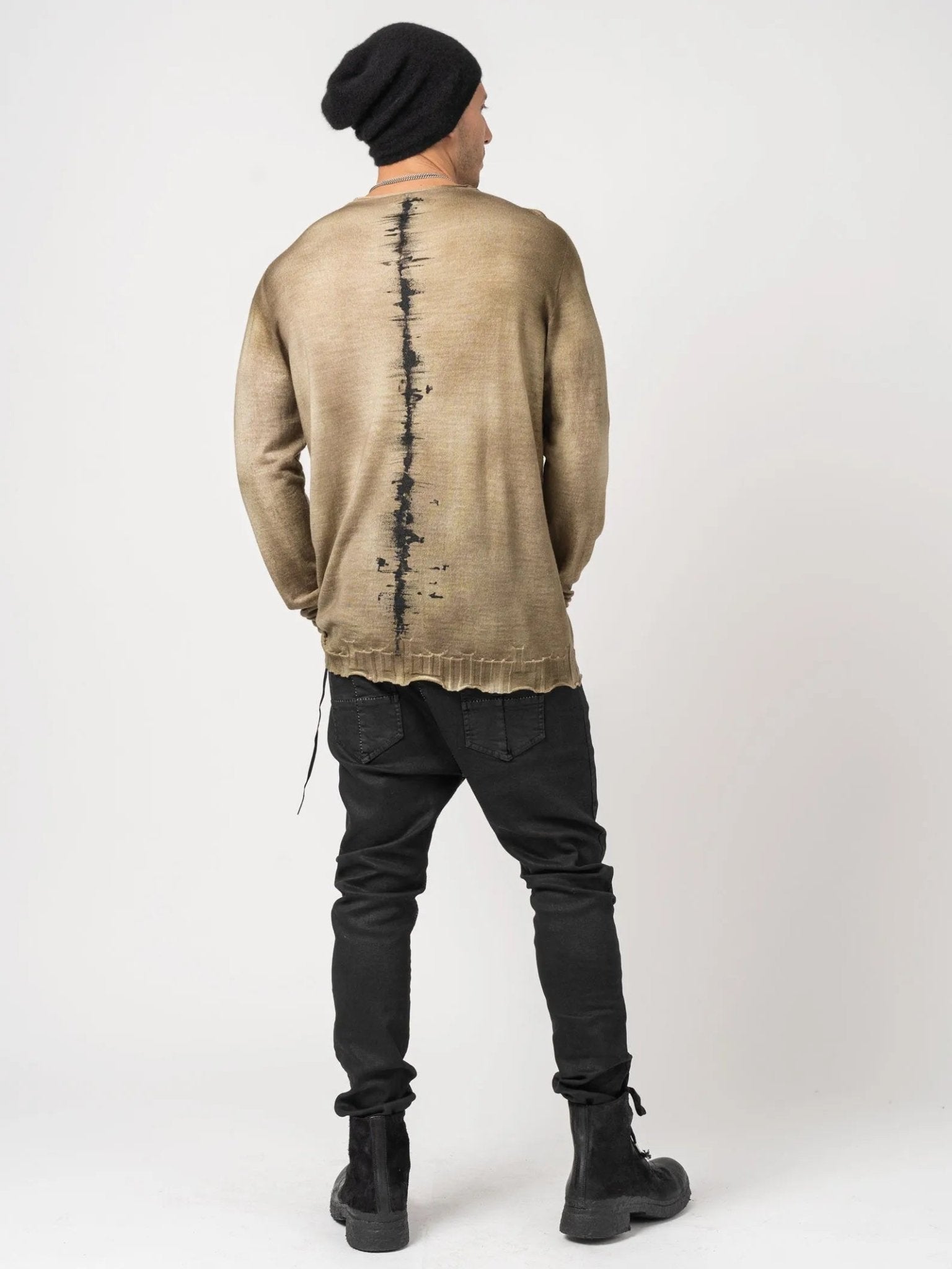 Thin Wool Sweater with Handmade Print - by MD75