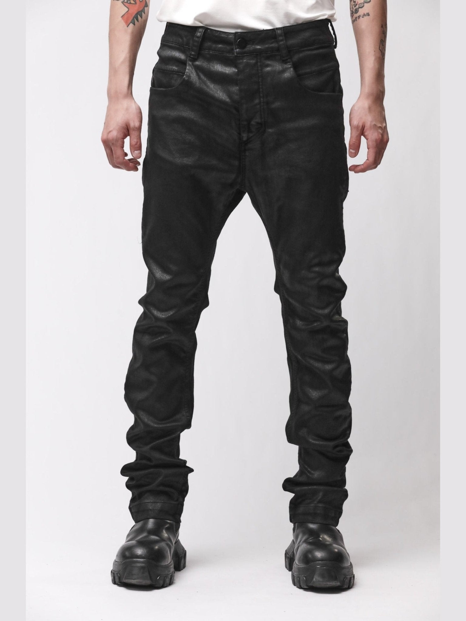 Thom Krom Coated Slim Trousers M T 107 Black Coated - by THOM KROM