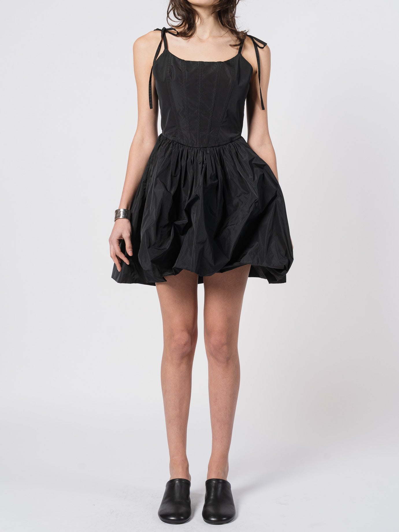 Tie - Strap Silk Taffeta Balloon Dress - by SHARONA SHARVIT