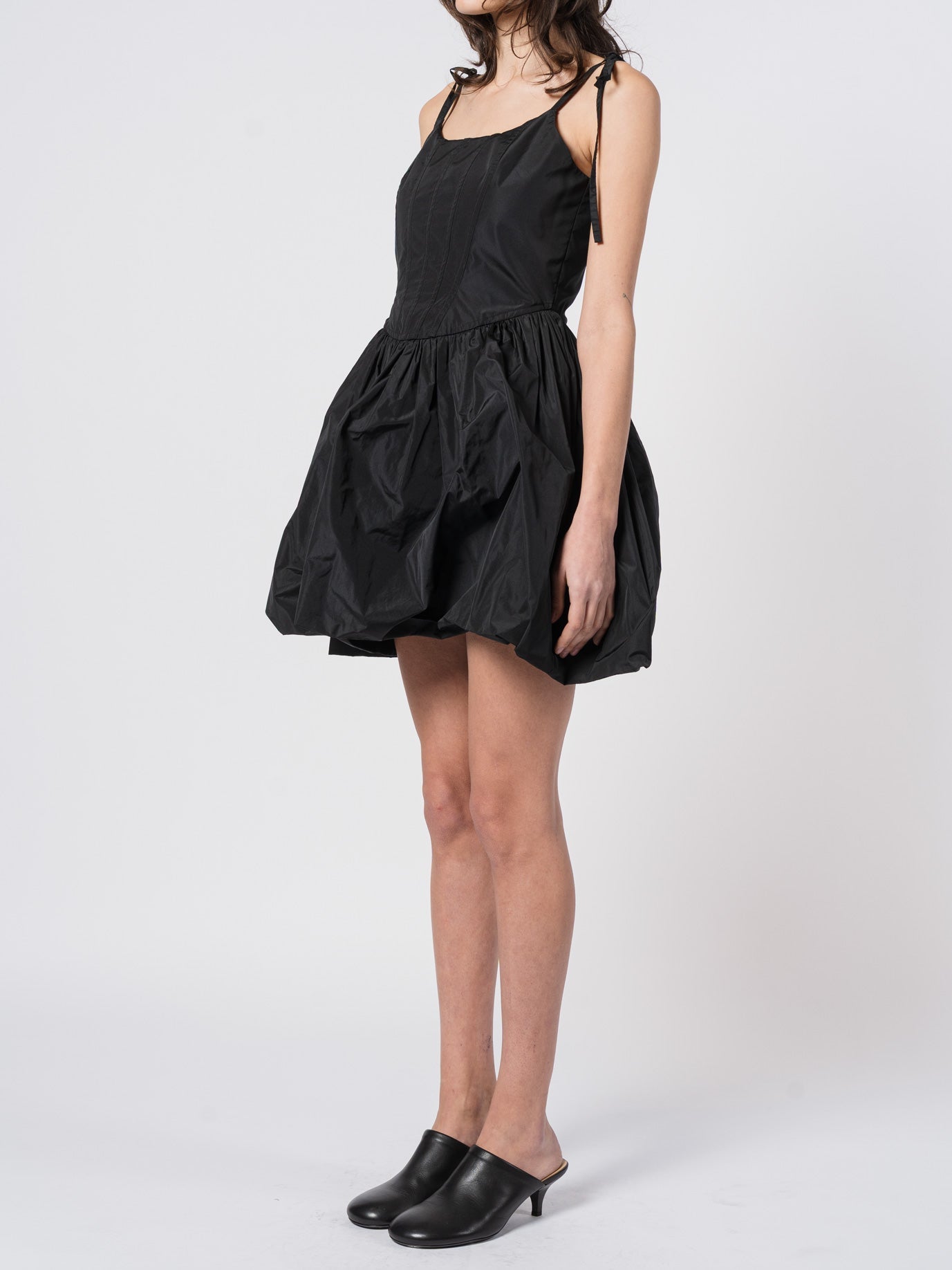 Tie - Strap Silk Taffeta Balloon Dress - by SHARONA SHARVIT