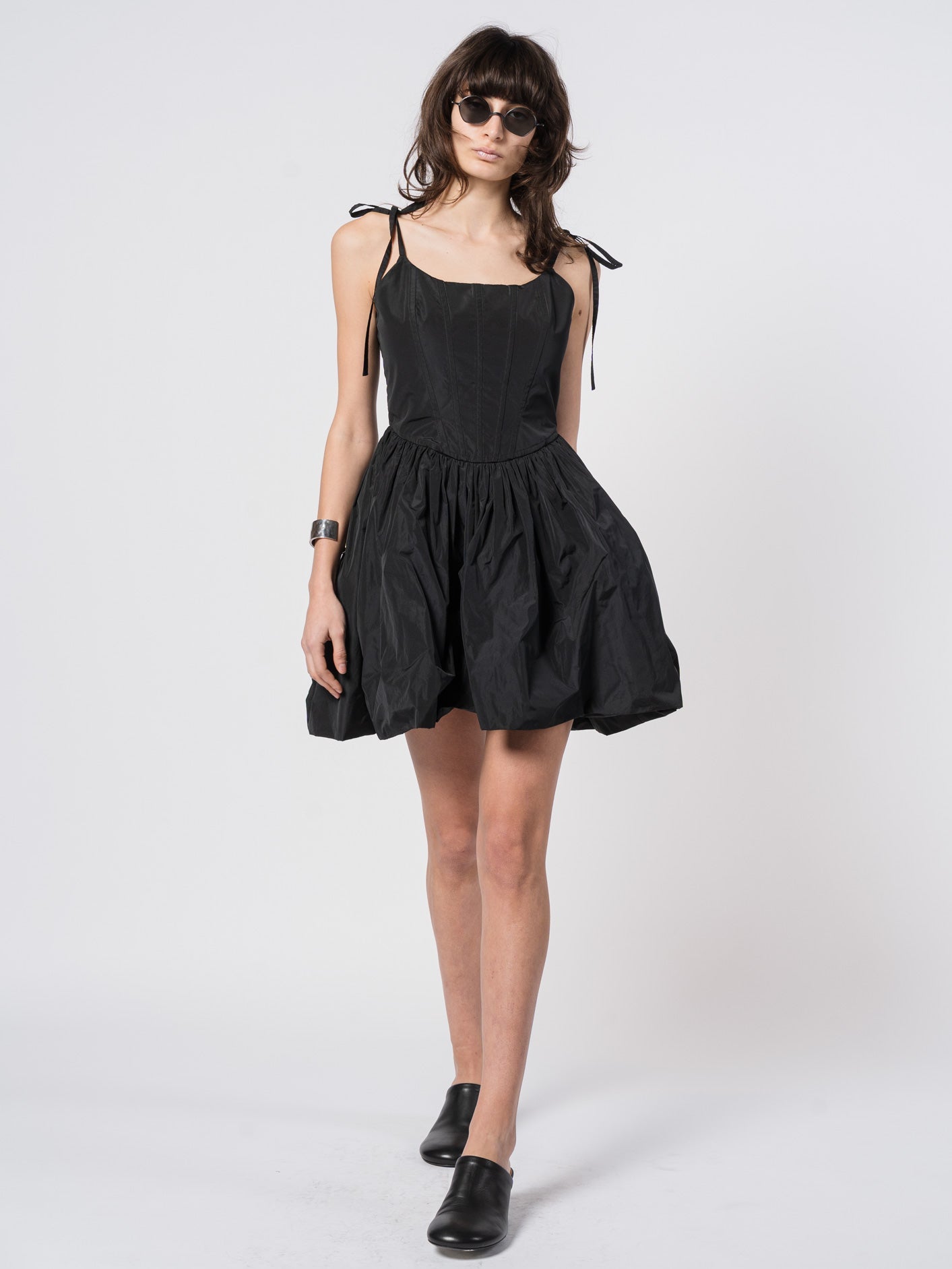 Tie - Strap Silk Taffeta Balloon Dress - by SHARONA SHARVIT