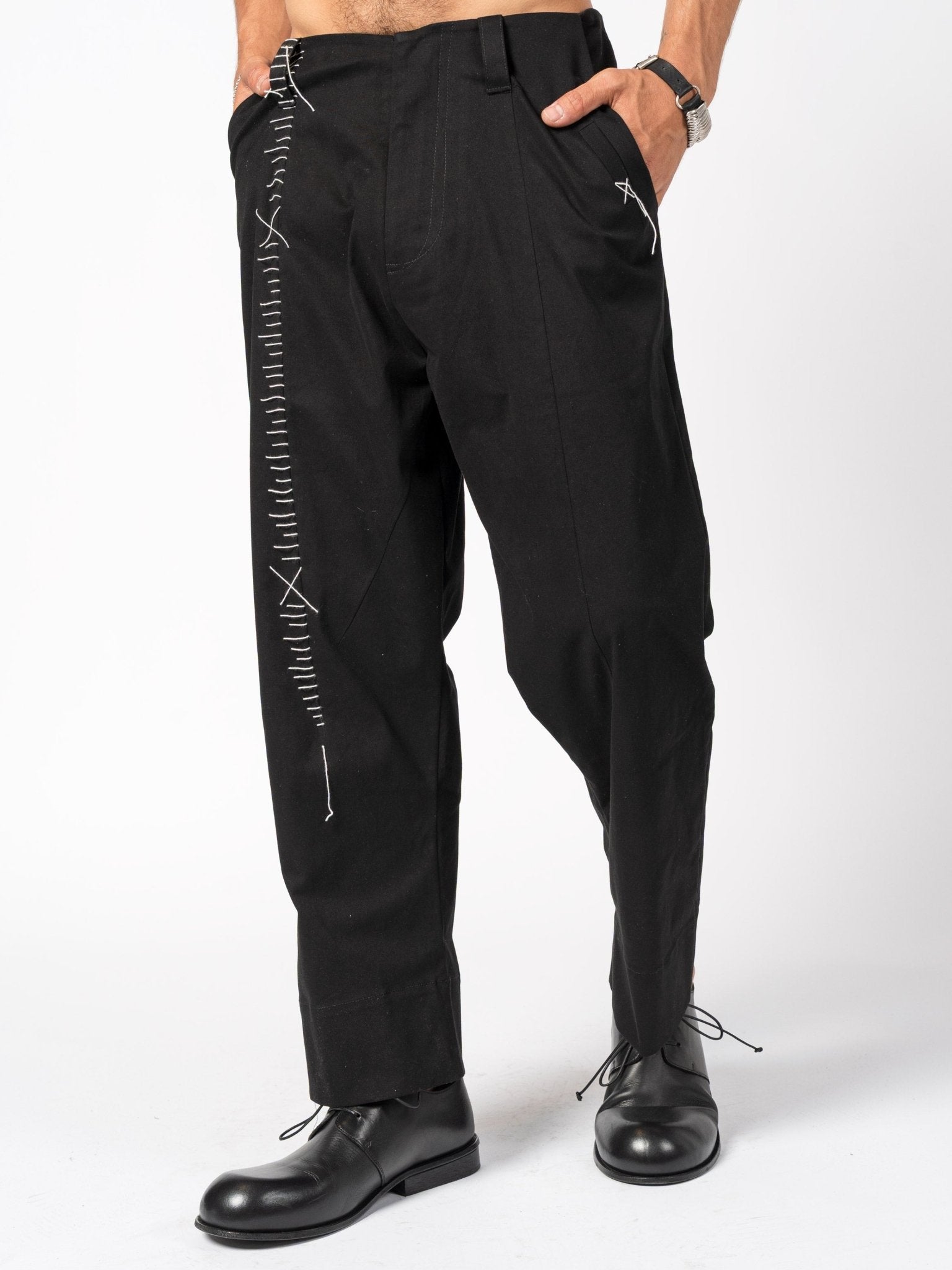 Trousers with Hand - Stitched Detailing - by 139DEC