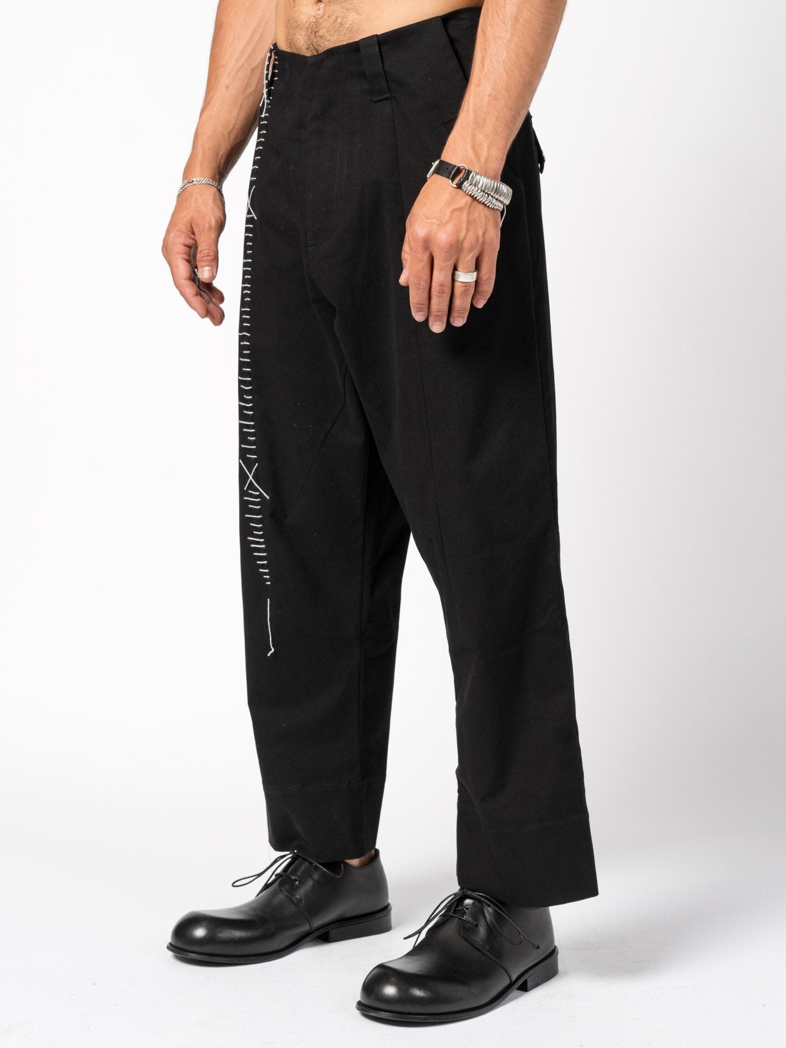 Trousers with Hand - Stitched Detailing - by 139DEC