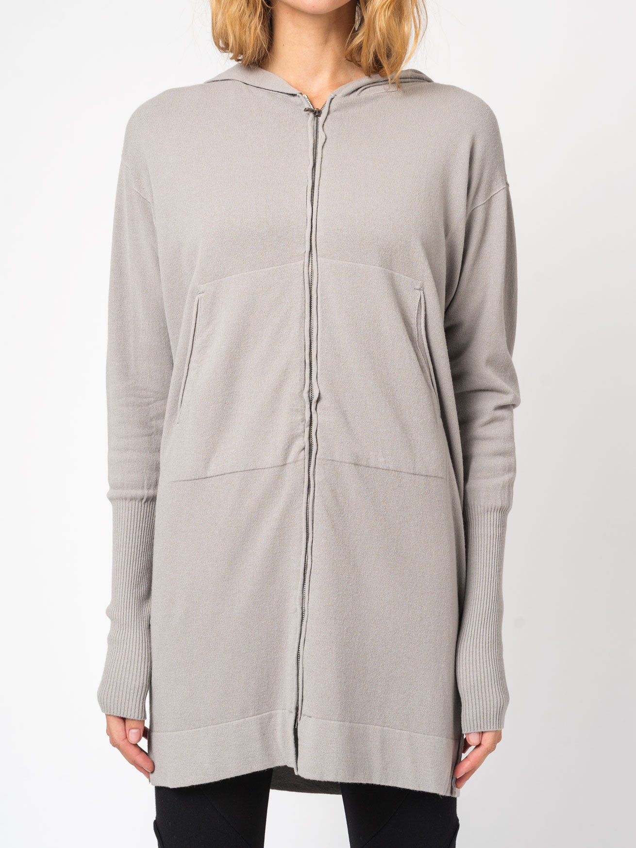 Viscose and Wool Zipped Maxi Hoodie - by TRANSIT