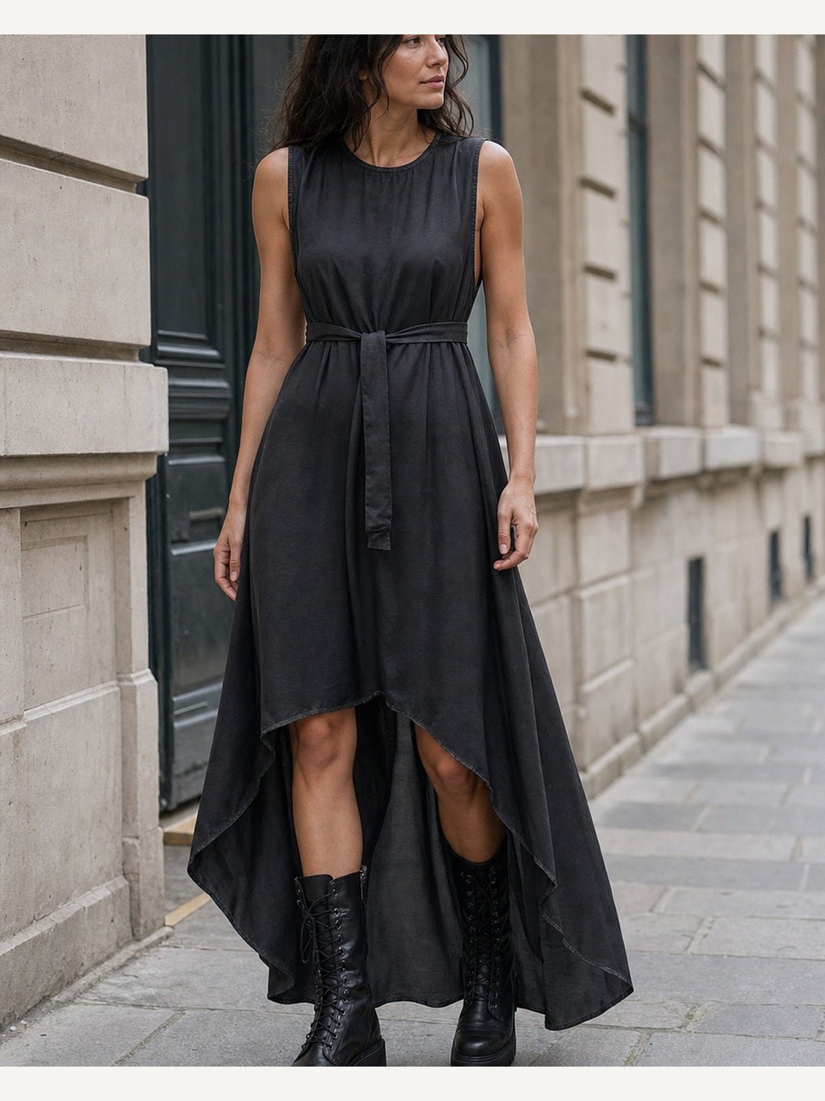 Viscose Satin Asymmetrical Dress - by LA HAINE INSIDE US
