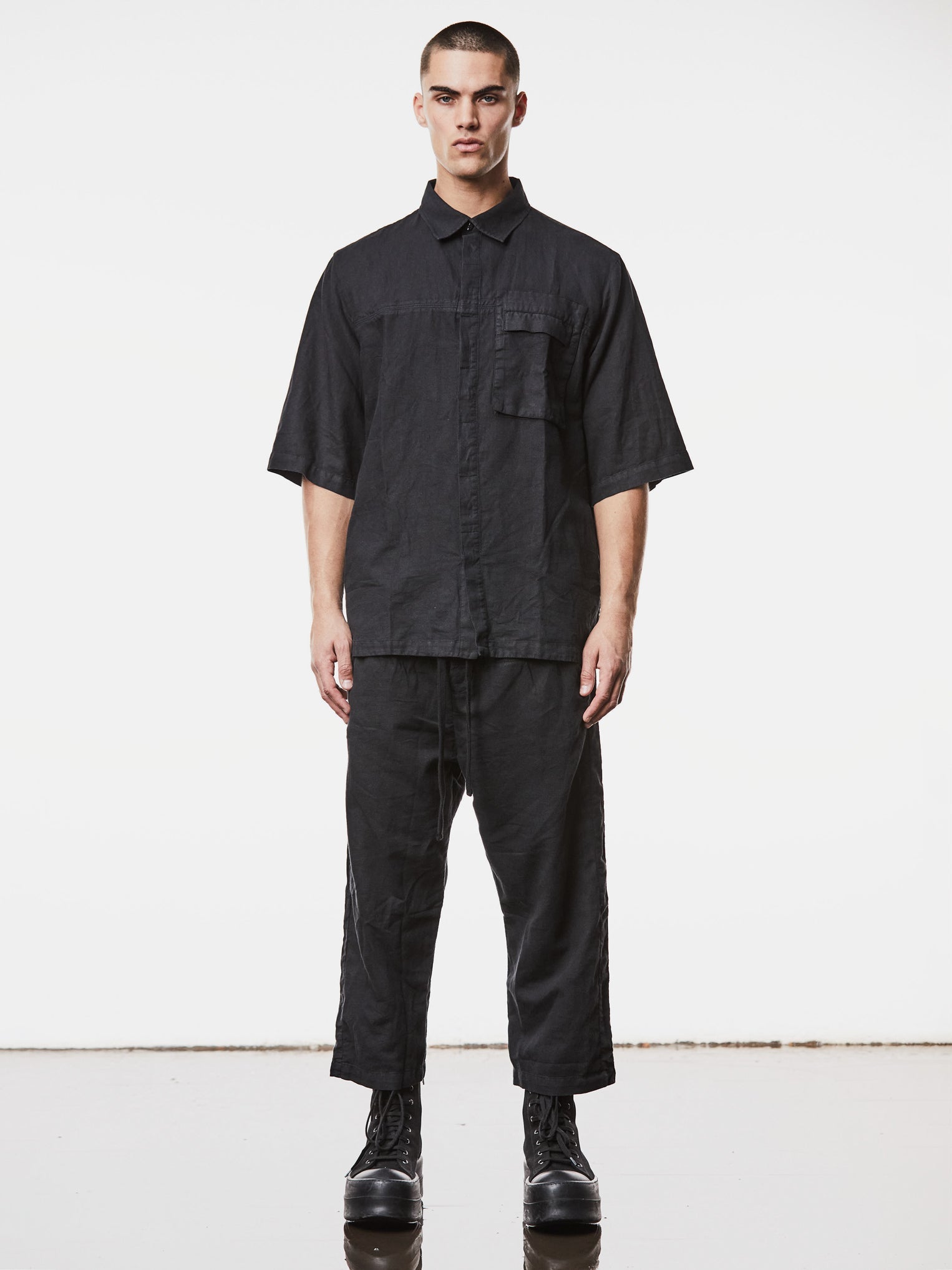 Washed Woven Linen Shirt - by THOM KROM