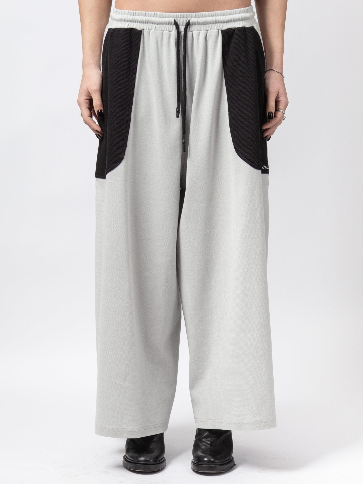Wide Contrast Panel Trousers - by VAGUE