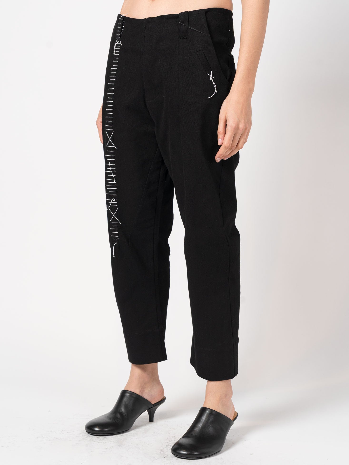 Wide Cotton Pants with Hand Stitching - by 139DEC