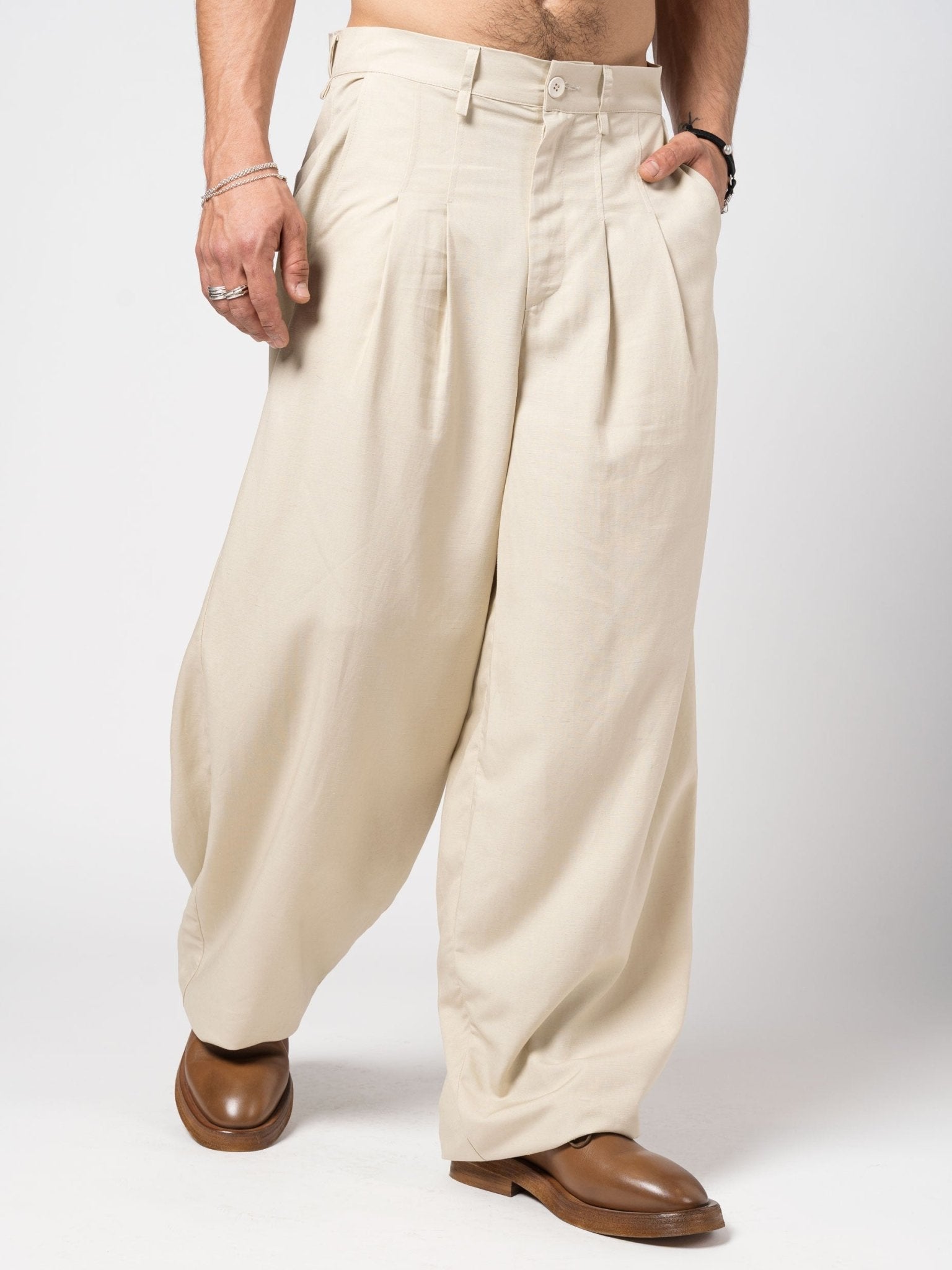 Wide - Leg Pleated Trousers - by NOSTRA SANTISSIMA