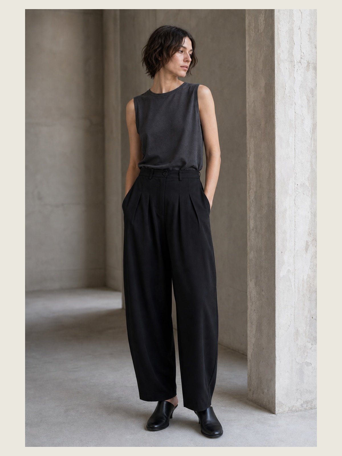 Wide-Leg Pleated Trousers - by NOSTRA SANTISSIMA