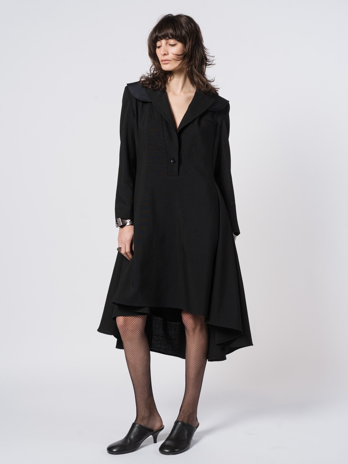 Wool and Mikado Satin Tailored Dress - by SHARONA SHARVIT