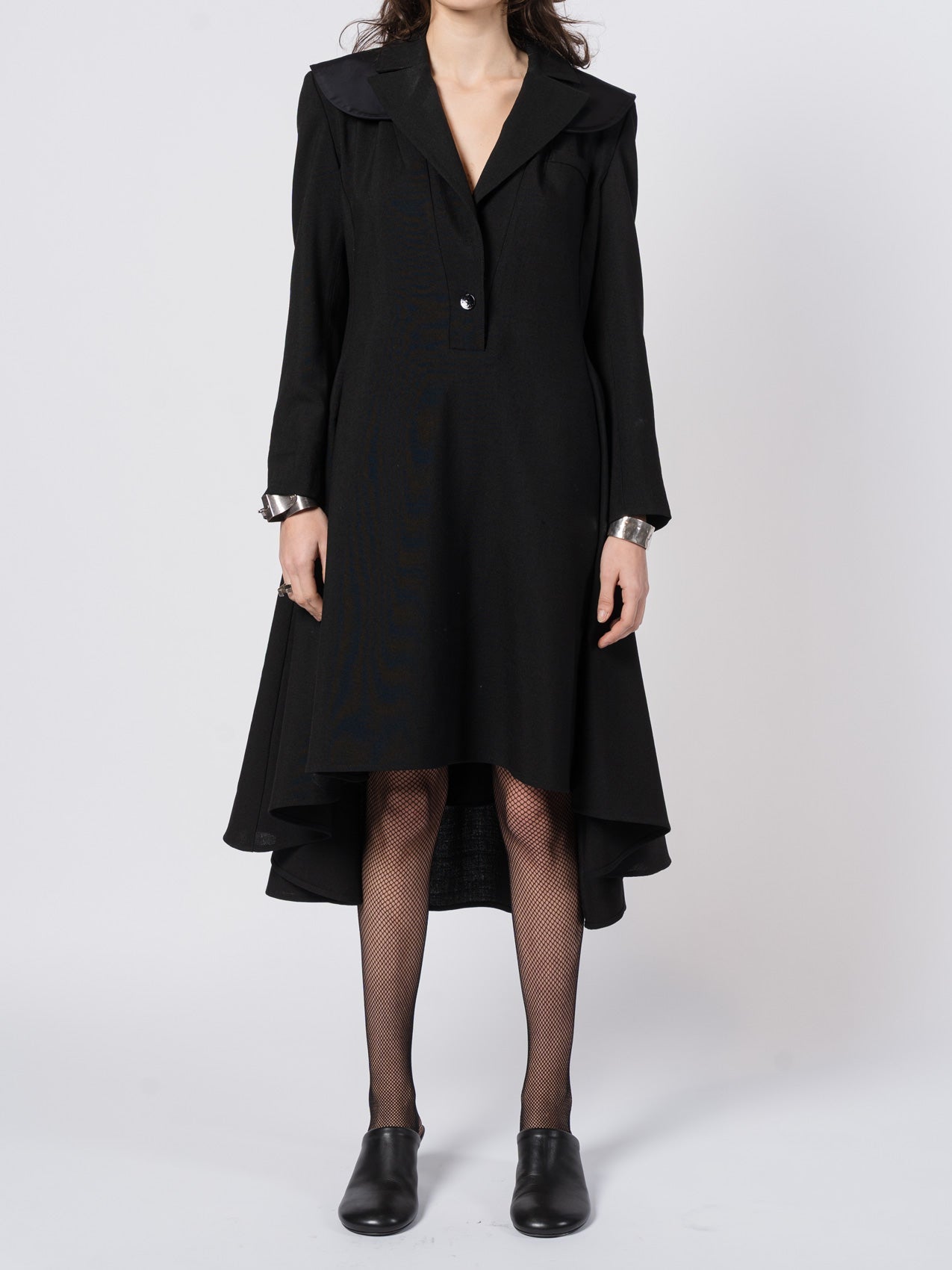 Wool and Mikado Satin Tailored Dress - by SHARONA SHARVIT