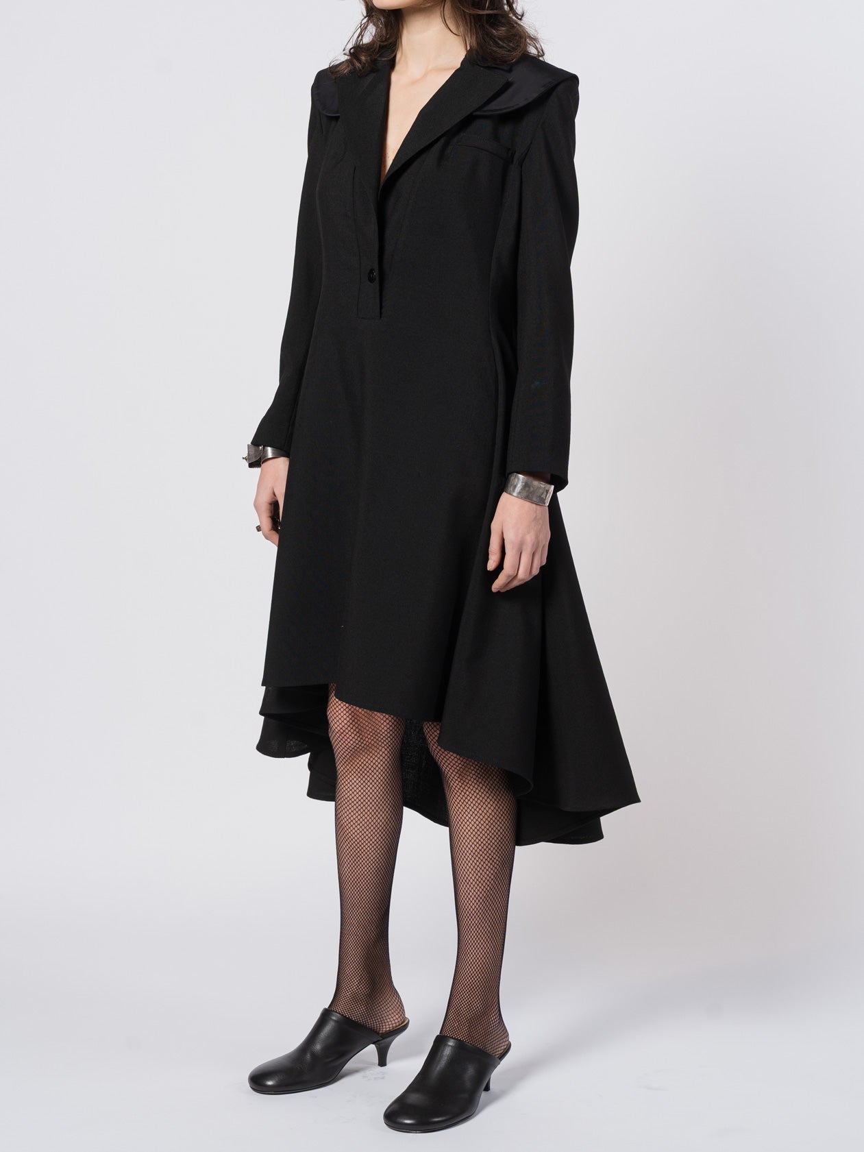 Wool and Mikado Satin Tailored Dress - by SHARONA SHARVIT