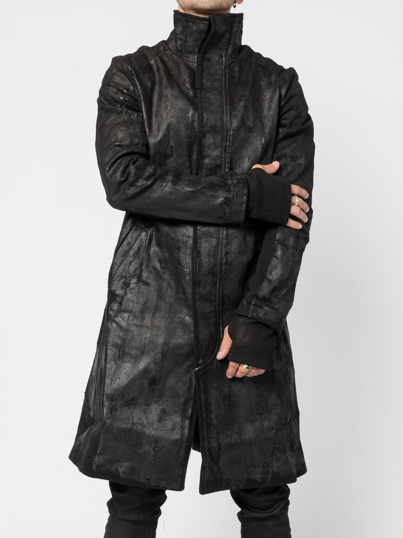 Wool - Cashmere Coat with PU Finish - by MD75