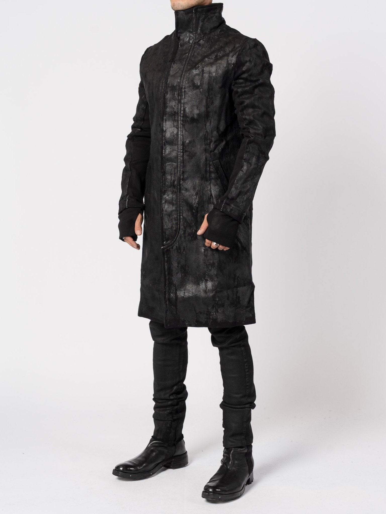 Wool - Cashmere Coat with PU Finish - by MD75