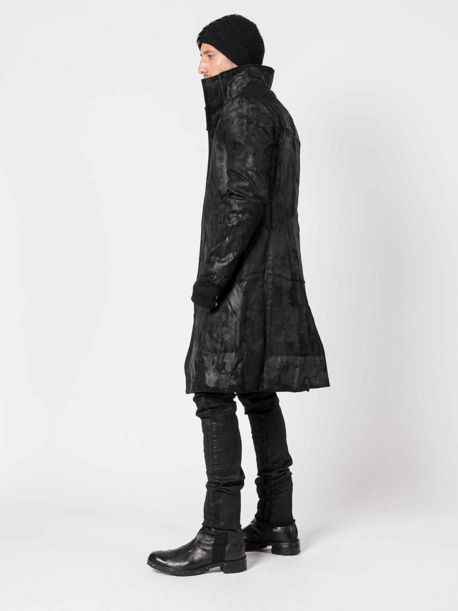 Wool - Cashmere Coat with PU Finish - by MD75