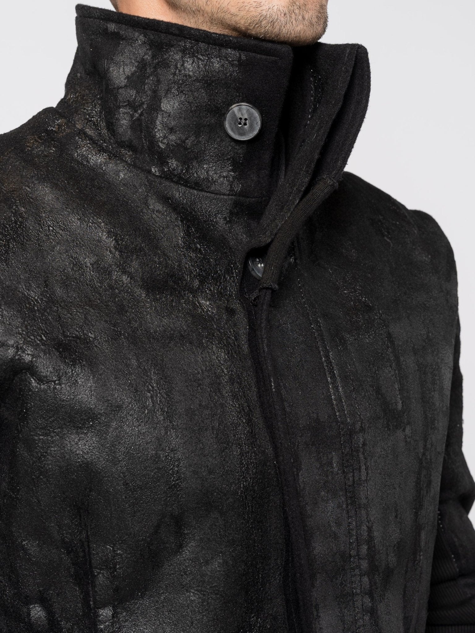 Wool - Cashmere Coat with PU Finish - by MD75