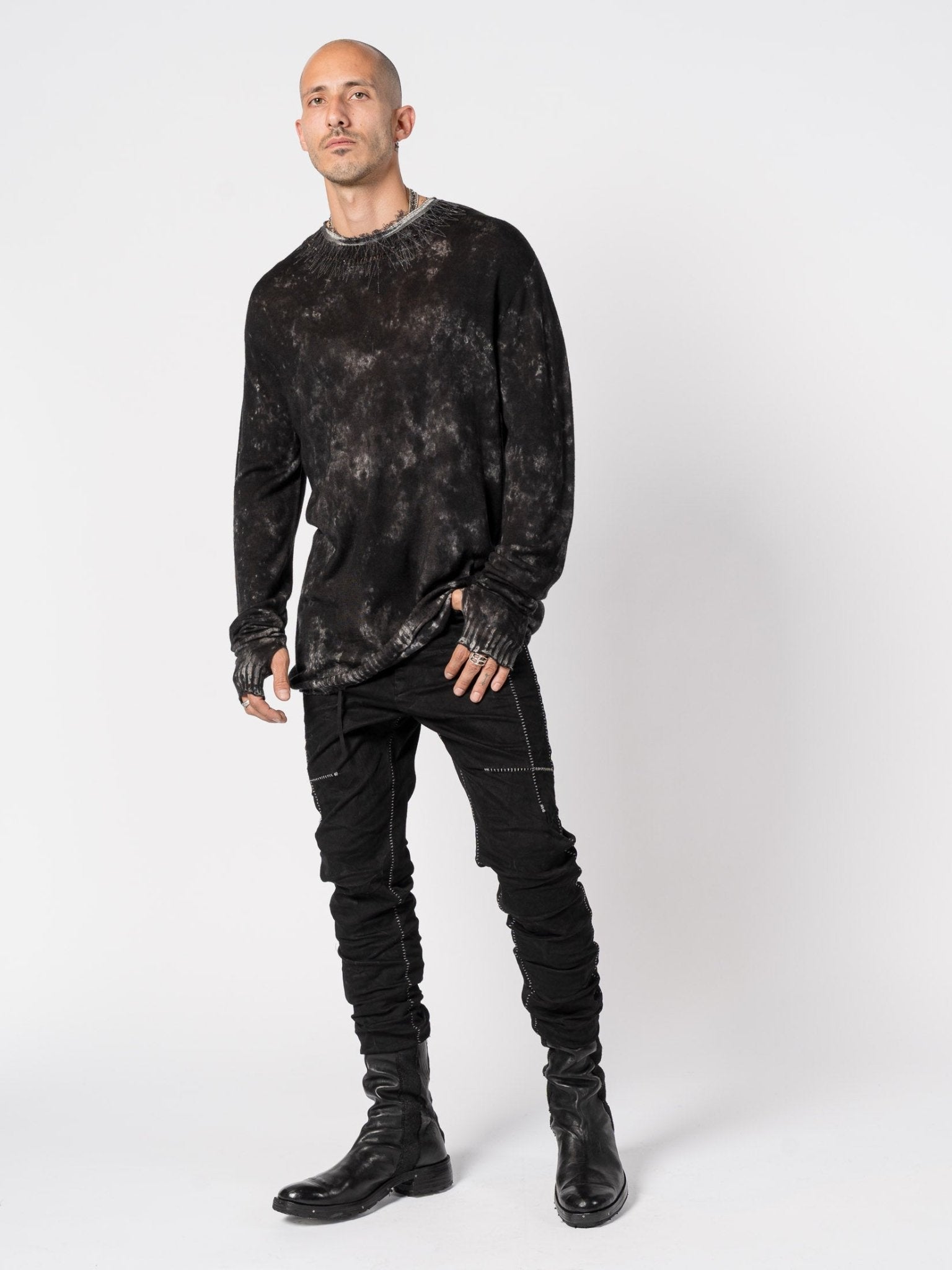 Wool Knit with Destroy Embroidery - by MD75