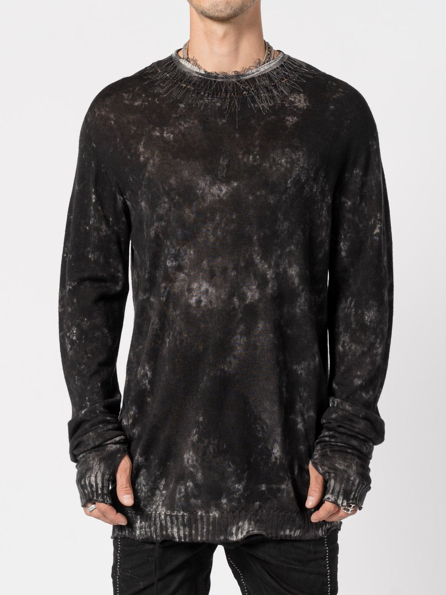 Wool Knit with Destroy Embroidery - by MD75