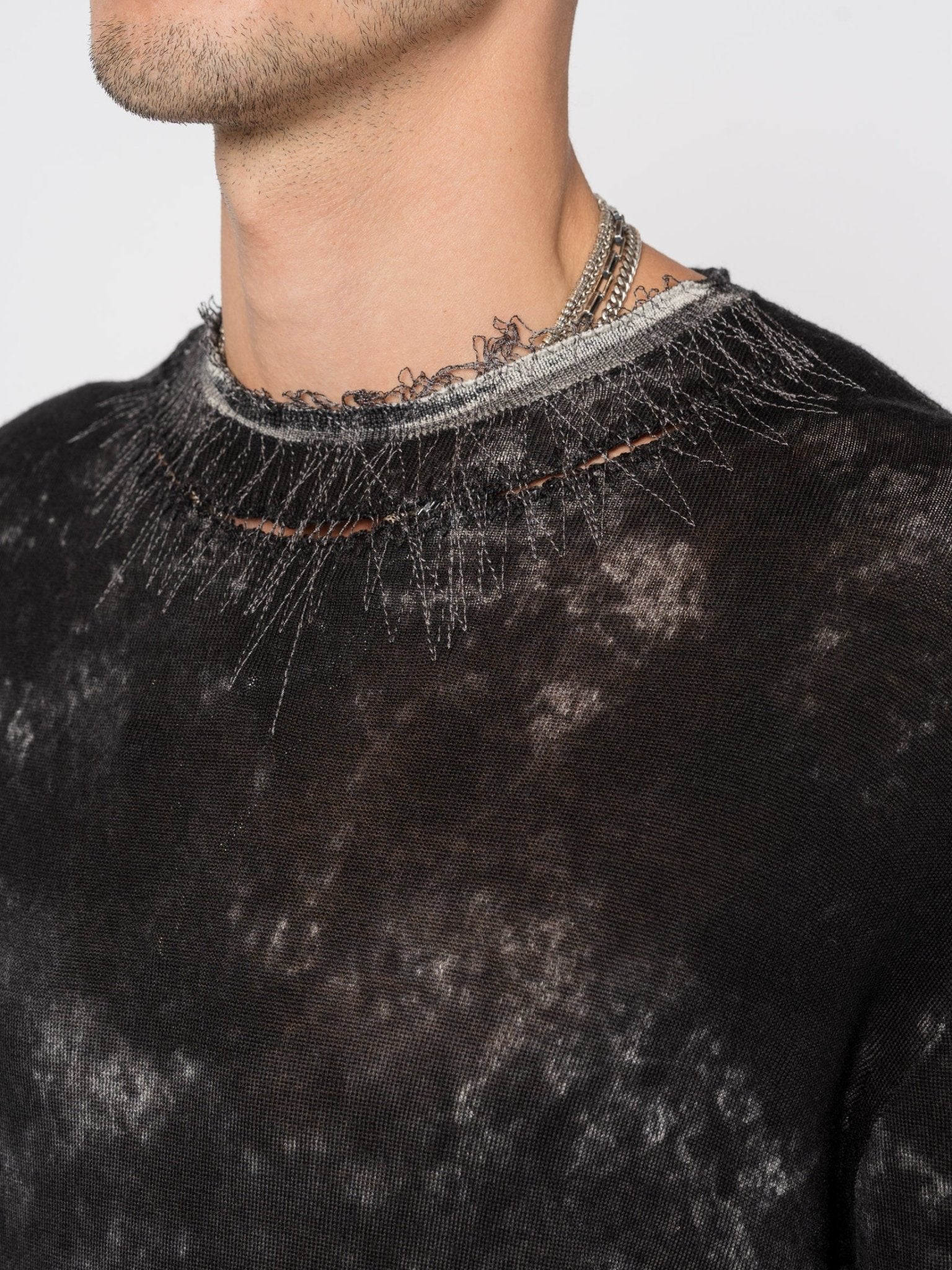 Wool Knit with Destroy Embroidery - by MD75