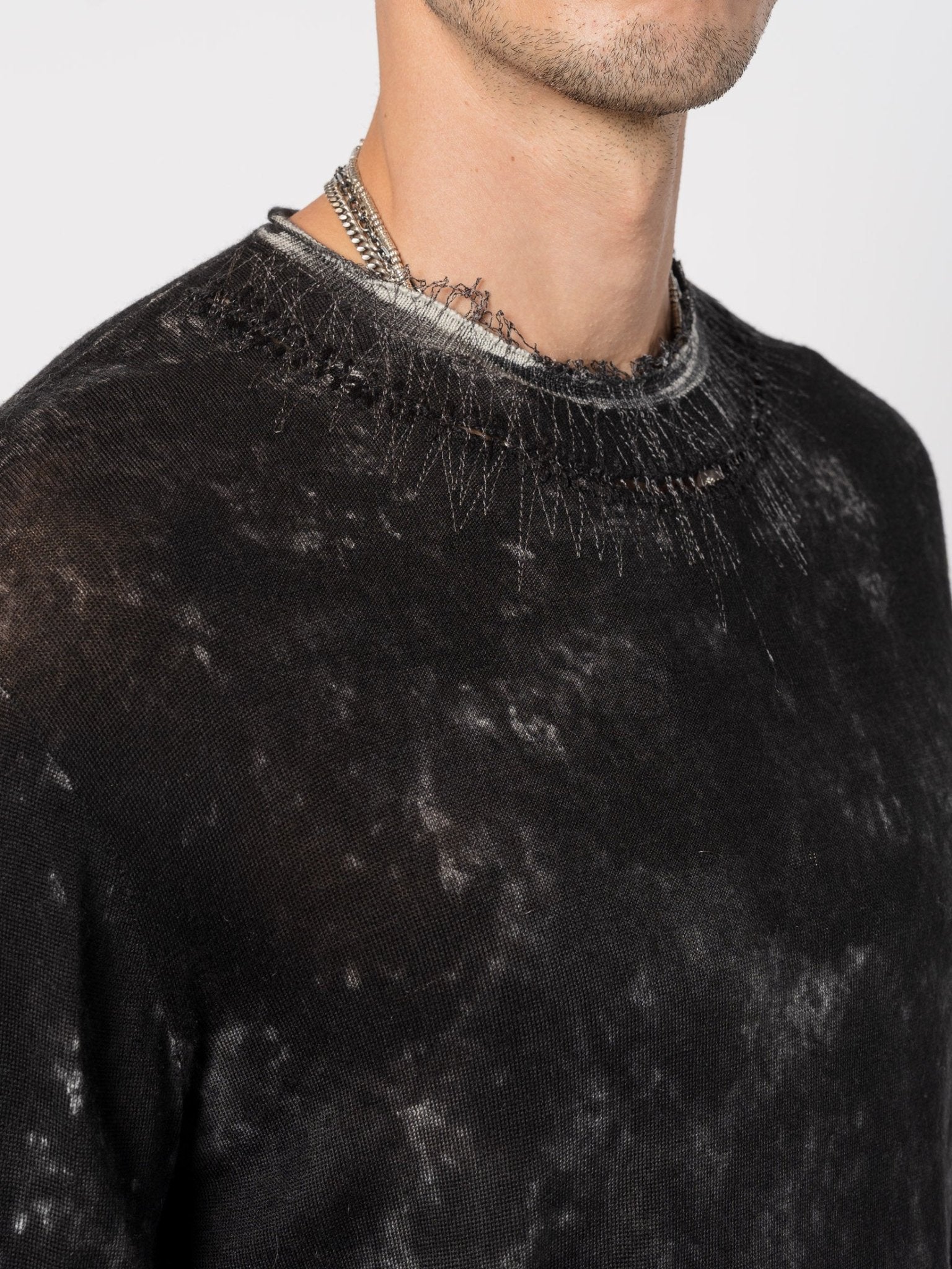 Wool Knit with Destroy Embroidery - by MD75