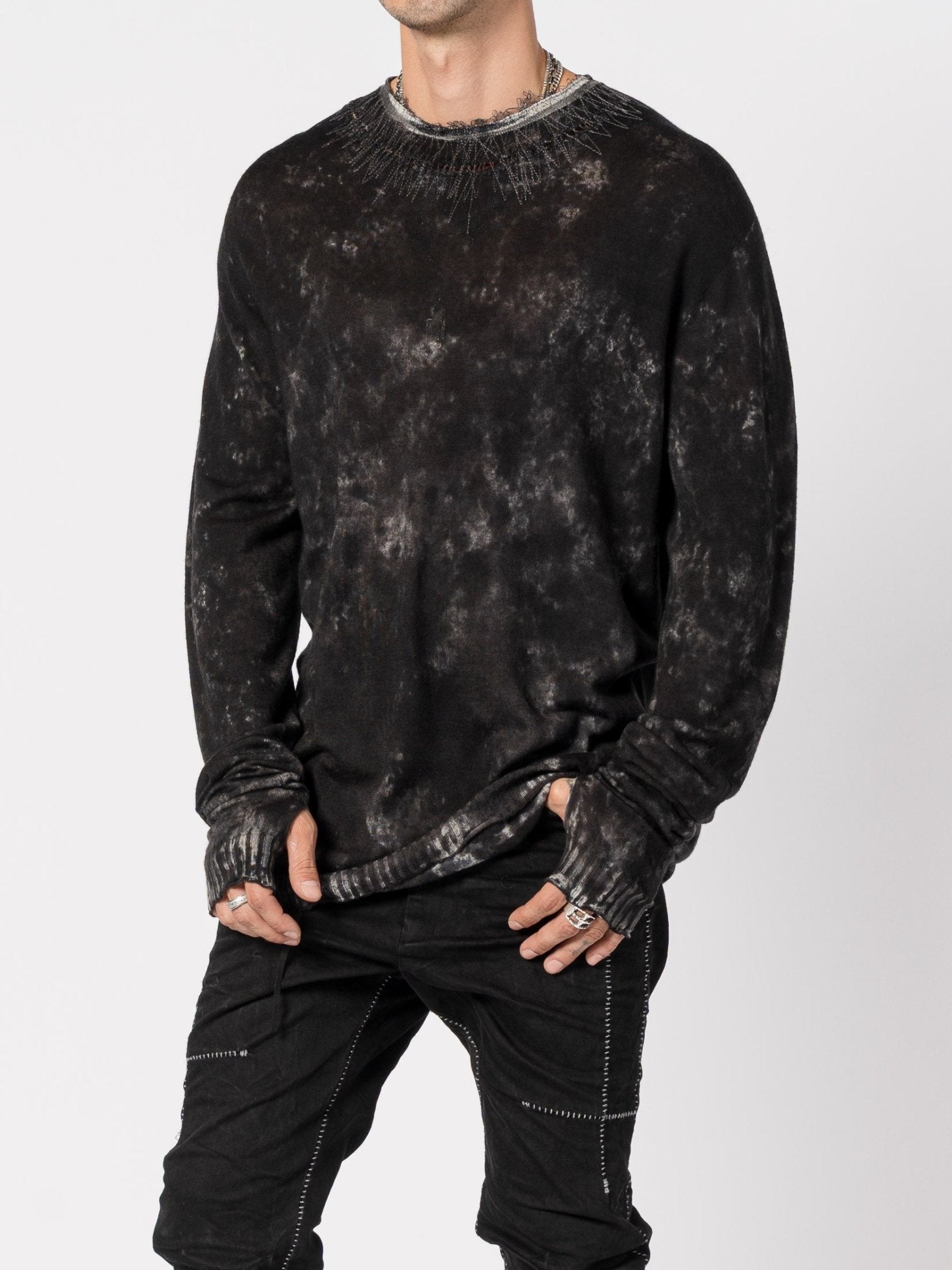 Wool Knit with Destroy Embroidery - by MD75