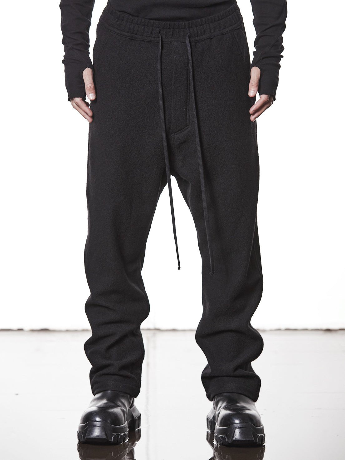 Wool Low Crotch Trousers - by THOM KROM