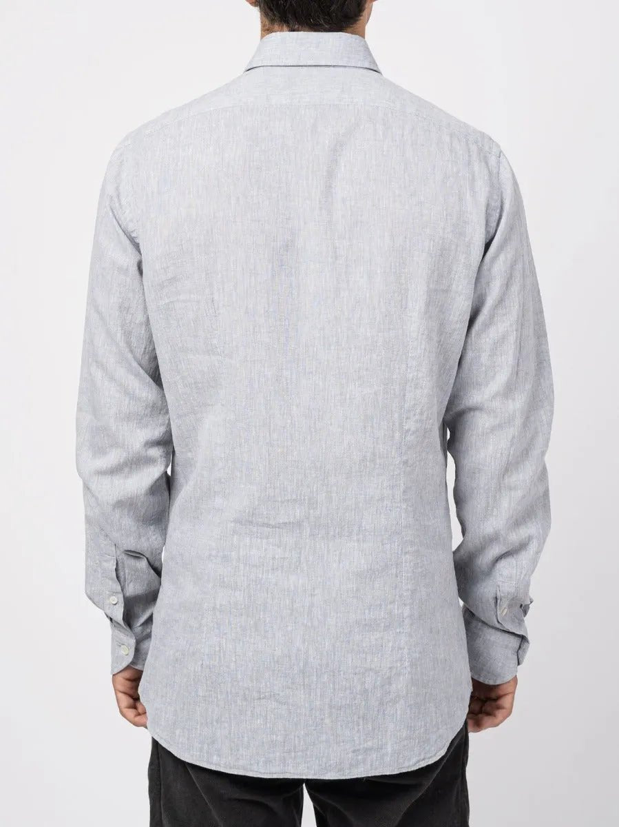 Xacus Linen - Cotton Melange Shirt Light Grey - by XACUS