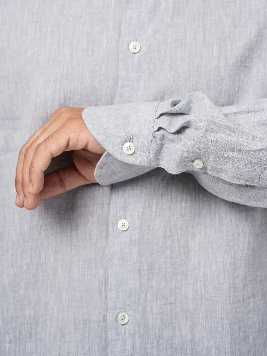Xacus Linen - Cotton Melange Shirt Light Grey - by XACUS