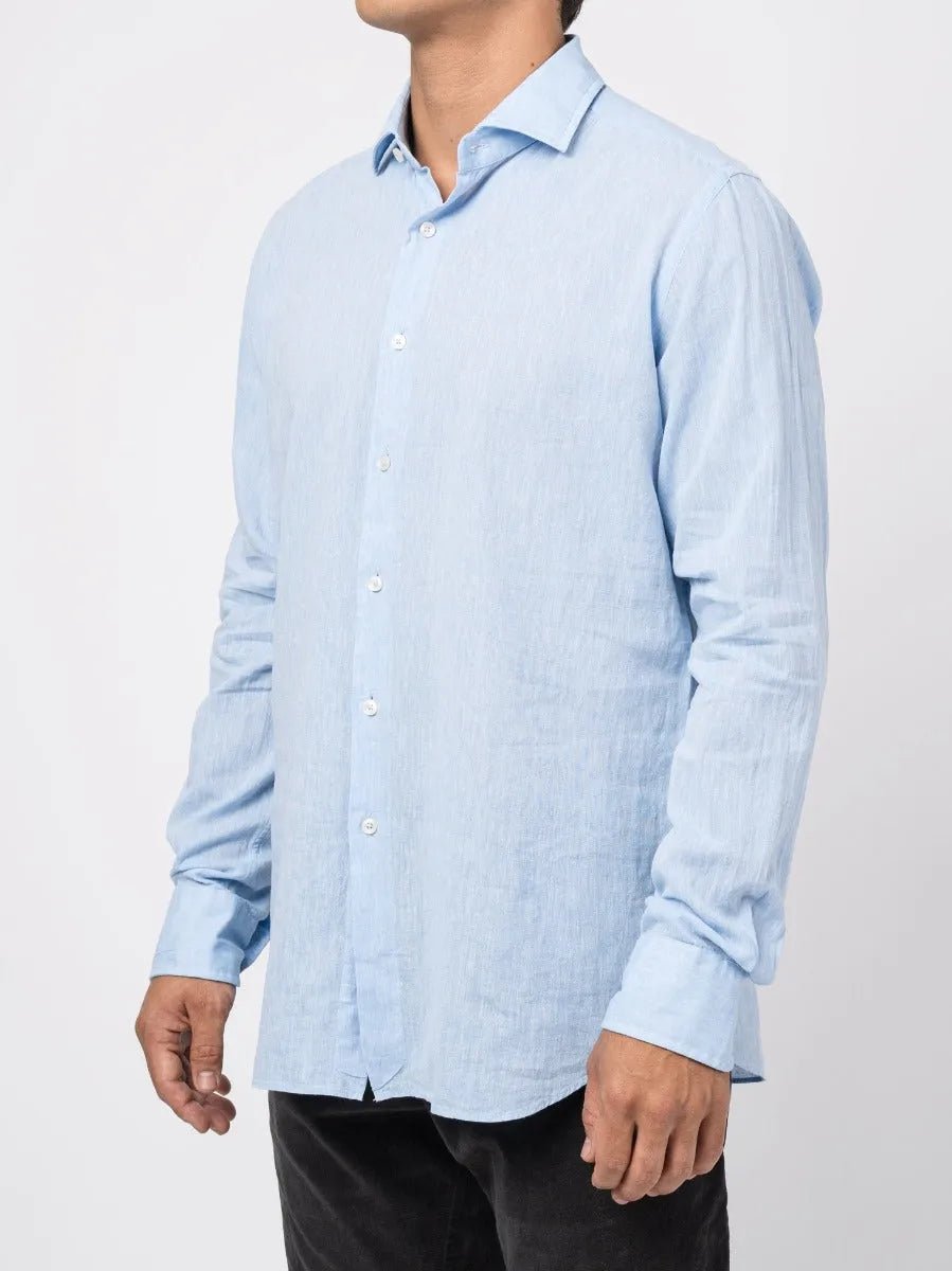 Xacus Linen - Cotton Slub Shirt Pale Azure - by XACUS
