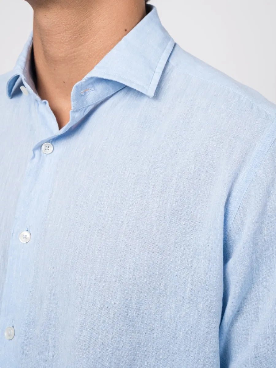 Xacus Linen - Cotton Slub Shirt Pale Azure - by XACUS