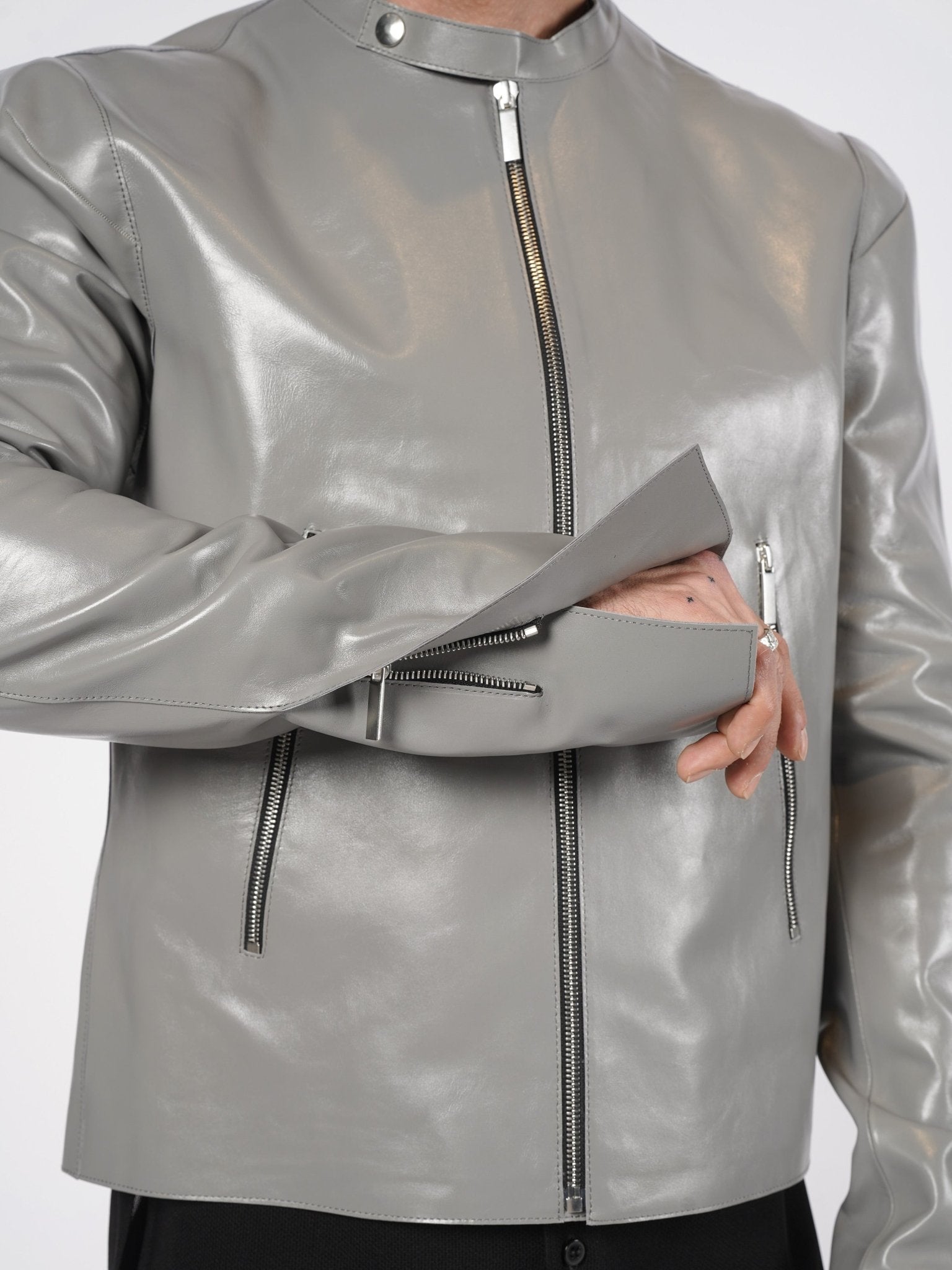 Zip Leather Jacket - by SAPIO
